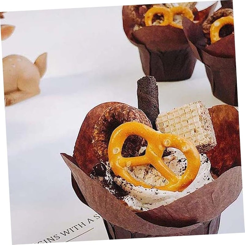 Gatuida 100pcs Greaseproof Cupcake Liners Medium Size Lotus Style Baking Paper Cups - Image 3